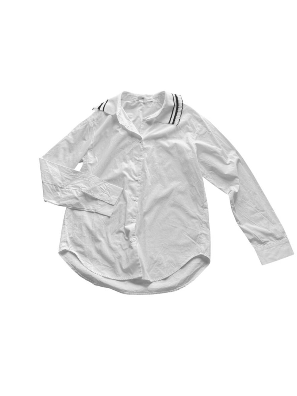English Factory White Button-Up Shirt Pleated Collar Detail Womens Small